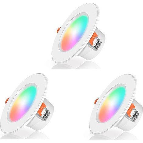 Lot de 3 spots LED intelligents Tuya 10W avec Bluetooth, intensité variable, RGB, contrôle à distance par télécommande RF 2,4 GHz. (1/5)