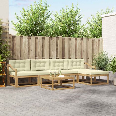 vidaXL Outdoor-Sofagarnitur 6 pcs Weiß und Creme 79 x 79 x 37 cm (1/5)