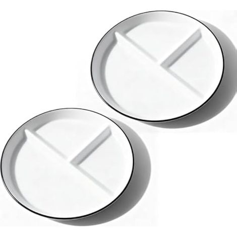 SUNOYA AssietteS Compartiment Adulte,2 Pièces Assiettes Divisées En Céramique,Assiette Controle De Portion,Assiette Divisée En Céramique Pour Adultes,Goûters,Salades,Desserts,Collations,Fêtes (1/5)