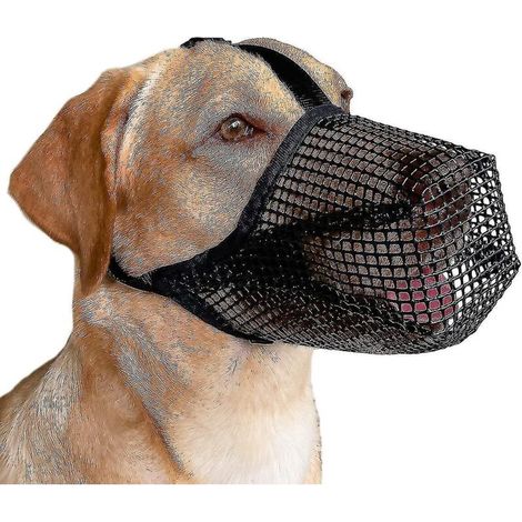 Hundemaulkorb mit verstellbaren Riemen, weiches, netzüberzogenes Maulkorbgewebe für kleine, mittlere und große Hunde [kostenlos] - Größe L - Schwarz (1/5)