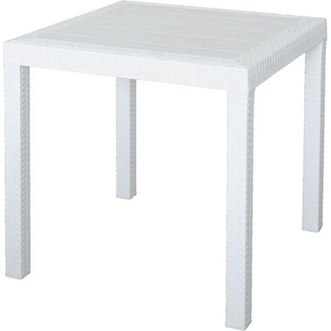 Tavolo Quadrato Effetto Rattan da Esterno Colori Partenope - arredo esterno: Bianco