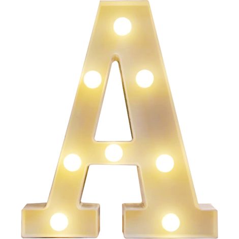LED-beleuchtete Buchstaben, warmweißes Nachtlicht, batteriebetrieben (2 AA-Batterien), wasserdicht (IP54) (Weiß)