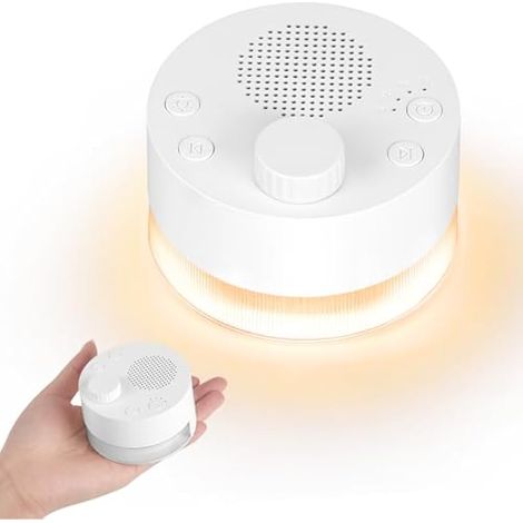 Machine à sons pour bébé, 24 sons apaisants et lumière chaude réglable, 4 minuterie mémoire, bruit blanc portable, batterie puissante, idéal pour dormir, voyager, chambre d'enfant.