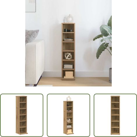 Rangement CD - Armoire à CD chêne artisanal 21x20x88 cm bois d'ingénierie (1/5)