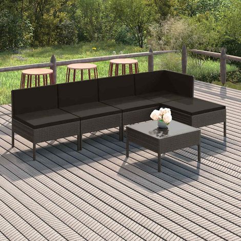 vidaXL Salon de jardin 6 pcs avec coussins résine tressée gris (1/5)