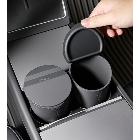 Auto Mülleimer mit Deckel, 2 Stück, Silikon, 425ml, Schwarz (1/5)