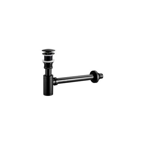 Siphon de lavabo avec bonde Siphon universel et bonde d'écoulement de salle de bain plein pour lavabo noir mat 1/4 x 30 mm siphon pop-up, bonde vidage syphon (1/4)