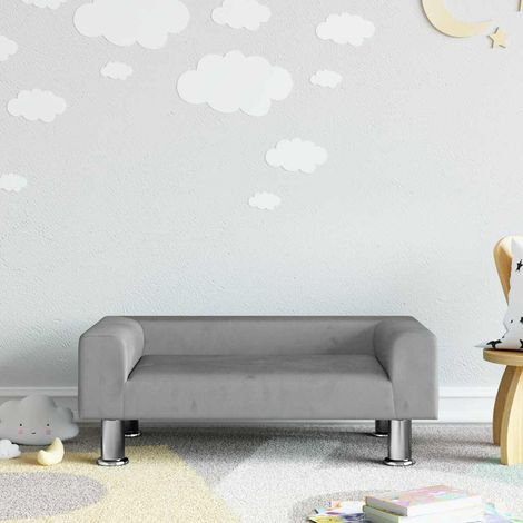 vidaXL Canapé pour enfants gris clair 70x45x26,5 cm velours (1/5)