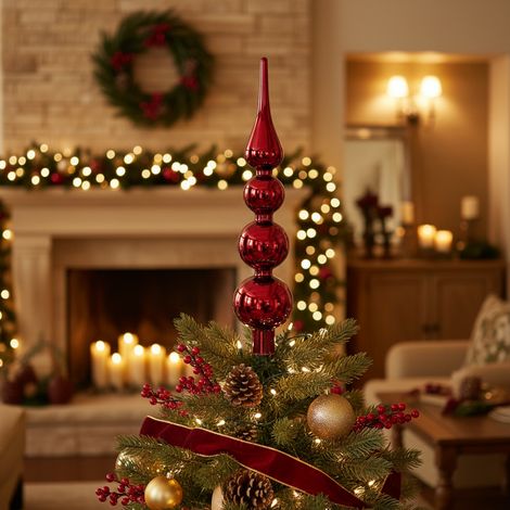 Puntale in vetro per albero di Natale, decorazione da h 28 cm -Oro (1/5)
