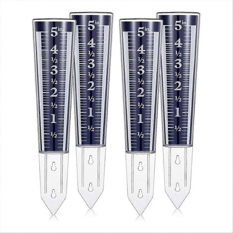 Lot de 4 pluviomètres d'extérieur de 12,7 cm (5 pouces) en acrylique, faciles à lire, pour mesurer et surveiller les précipitations. (1/5)
