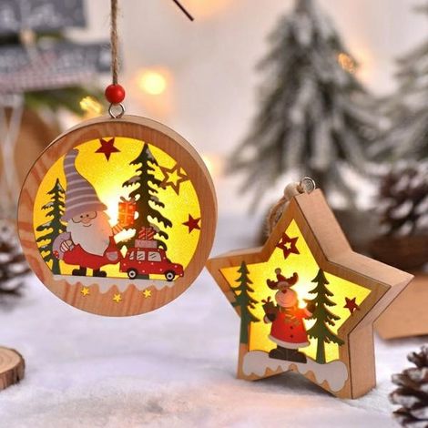 Lampe de Noël en bois en forme de renne - Noël