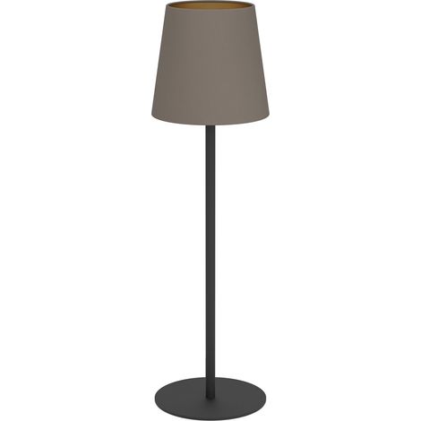 EGLO Tischlampe Fiorana, Nachttischlampe mit Stoff Lampenschirm, Tischleuchte für Wohnzimmer und Schlafzimmer aus Metall in Schwarz und Textil in Braun und Gold, E14 Fassung (1/4)