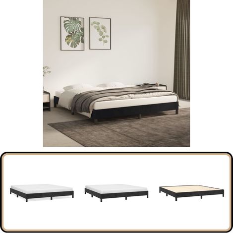 Bettgestell ohne Matratze Schwarz 160x200 cm Samt - Samtbettwäsche - Doppelbett - Boxspringbett - Bettrahmen Schwarz - Bettgestell 160x200