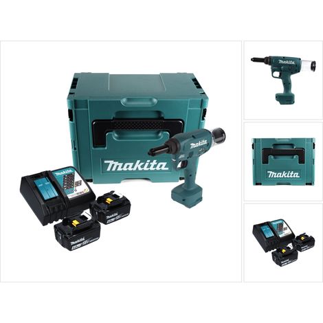 Makita DRV 250 RMJ Rivettatrice a batteria 18 V 20 kN Brushless + 2 batterie da 4,0 Ah + caricabatterie + Makpac (1/5)