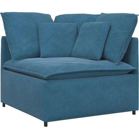 Modulo Angolare Divano Modulare con Cuscini Blu 100 cm vidaXL