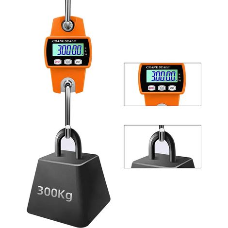 Balance suspendue numérique, balance industrielle électronique, balance de précision 300 kg, écran LCD, boîtier en aluminium, multi-unités, balance de charge portable (1/5)
