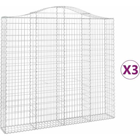 Maison Exclusive - Cestas de gaviones 3 uds forma de arco hierro