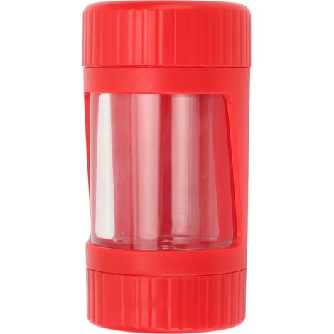Contenant anti-odeur rouge avec loupe lumineuse amovible, étanche aux arômes, boîte transparente pour herbes et pilules, fonction lampe intégrée, coffret détachable de rangement. (1/5)