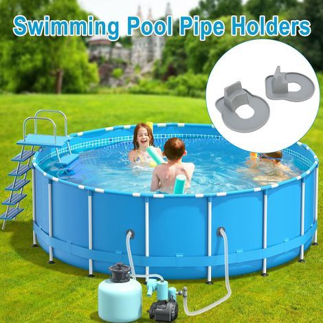 Fixation pour tuyau de piscine hors-sol ABS Support de tuyau avec stickers pour diamètre 1.25 inch 2 pièces (1/5)