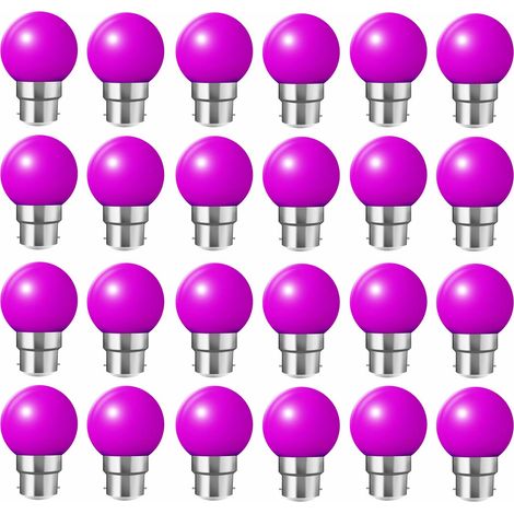 Lot de 24 Ampoules LED B22 Couleur Violet 2W Équivalent 20W - Ampoules Multicolores pour Guirlande Décoration Maison Bar Fête Ambiance, AC 220V-240V Baïonnette