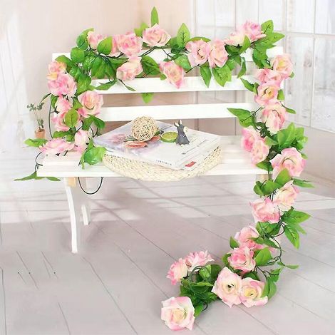 2 Pices 2.3mguirlande De Roses Artificielles Artificielle Rose Vigne Guirlande Fleurs Artificielles, Soie Fleur Guirlandepour Les Arches Ftes Dco (1/5)
