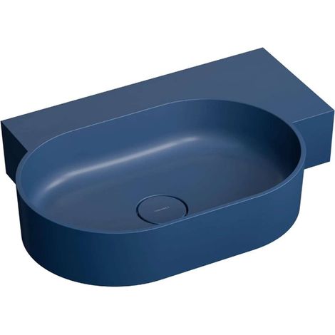 OMNIRES Ovo M+ - Waschbecken 65 x 45 cm, ohne Überlauf, ohne Armaturenloch, rechts, mattblau OVO645UWPMB (1/5)