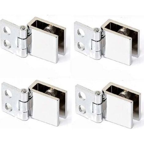 4-teiliges Set Glastürscharniere, Klemmscharniere, Glastürclips, geeignet für Vitrinen, zum Öffnen und Schließen von Glastüren
