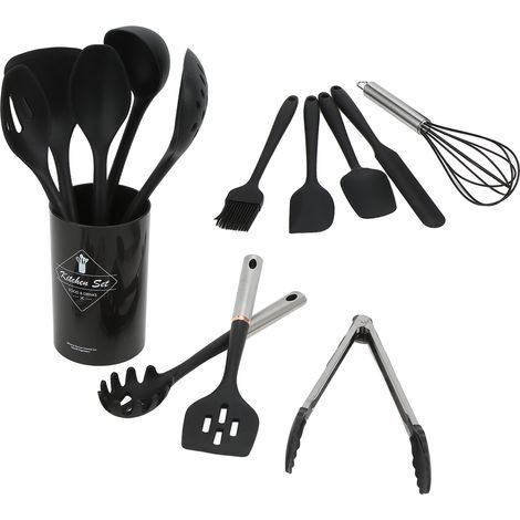 Set mit 14 Küchenutensilien aus Silikon mit isolierten Griffen für Herd, Haushalt und Restaurant (1/5)