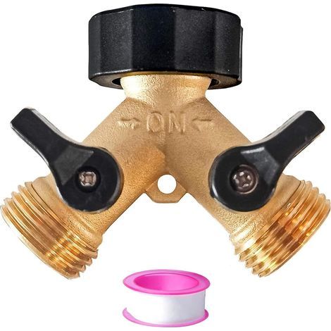 Répartiteur de tuyau 2 voies, valve en Y de, connecteur de tuyau d'arrosage en laiton, jardin, cour, pelouse, cuisine, collecteur en Y en laiton bidirectionnel pour machine à laver (1/5)