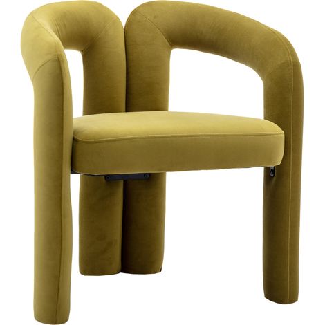 Lot de 2 chaises de salle à manger en velours vert olive, fauteuils coques rembourrés avec dossier enveloppant, pieds en bois, pour salon et bureau - CHICFURN (1/5)