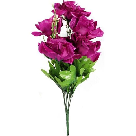 Strauß aus 10 hochwertigen künstlichen Rosen in Lila (1/3)