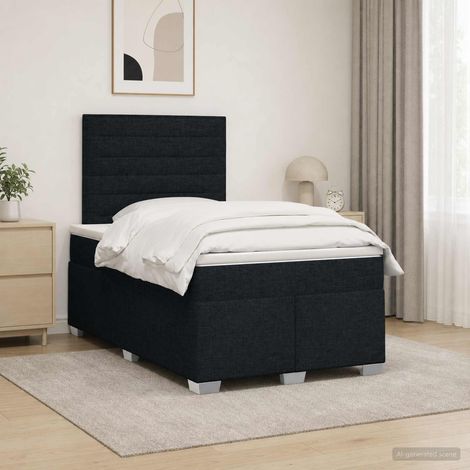 vidaXL Cama box spring con colchón Negro 120 x 190 cm Tela (1/5)
