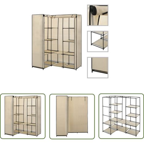 The Living Store Garde-robe d'angle Crème 130 x 87 x 169 cm - Armoire D'angle - Rangement - Placard - Vestiaire - Commode (1/5)