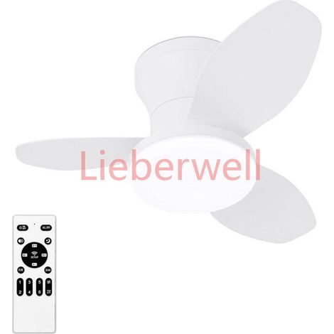 Ventilateur plafond encastré 25 po, télécommande, 3 pales, 6 vitesses, DEL réglable intensité et teinte blanc (1/5)