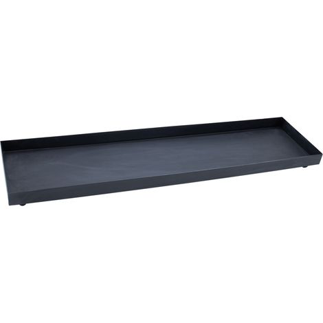 Längliches Metall Kerzentablett dunkelgrau - 60 x 15 cm - Dekotablett rechteckig mit runden Füßen - Deko Kerzenbrett Tablett für Advent Weihnachten Gestecke Geschenke
