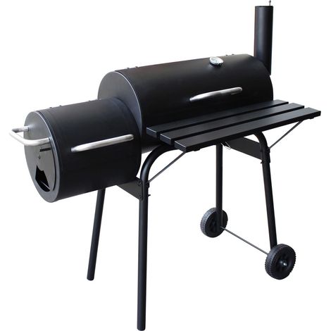 Barbacoa de carbón Essex con parrilla de acero y ahumador lateral