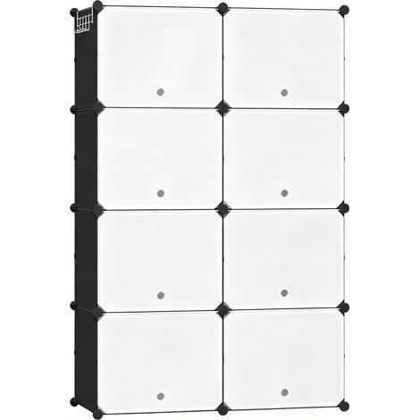 Zapatero modular DIY negro y blanco de ABS, metal y PP 94 x 36,5 x 144 cm (1/5)