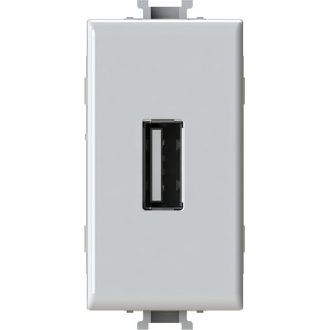 Modulo presa USB 2.0 tipo A, 5Vdc 2,1A, serie U, bianco, compatibile con serie Vimar Plana - 4Box USB 2.1 4B.V14.USB