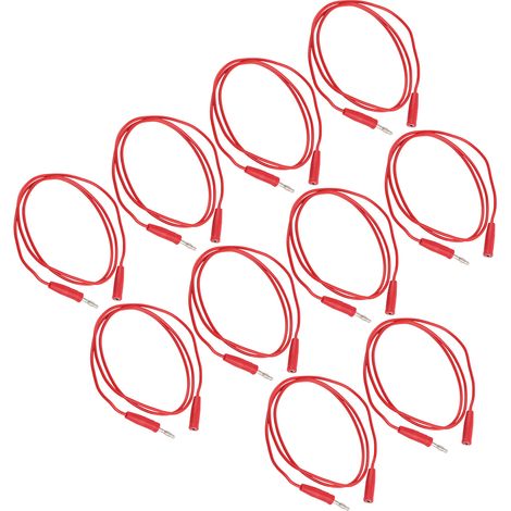 Jeu de 10 cordons de test 0,75 mm² (mâle-femelle) pour fiches bananes 4 mm, référence J.70025, rouge (1/5)