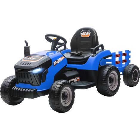 Elektrischer Kindertraktor, Trettraktor mit Fernbedienung, Sanftanlauf, für Kinder von 3 bis 8 Jahren, blau