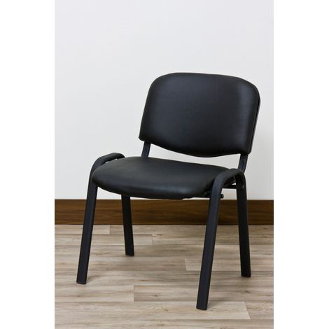 Sedia Interlocutoria Work in PVC Nero – Impilabile, Imbottita e Robusta (1/2)