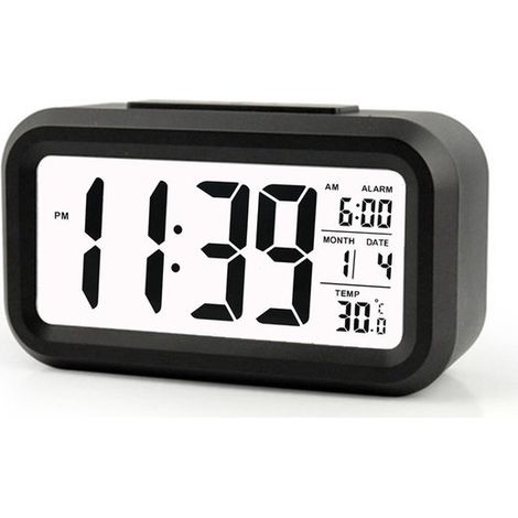 Réveil numérique - Horloge numérique - Réveil - Réveil de voyage - Grand écran - Mesure de la température - Fonction snooze - Veilleuse automatique (1/5)