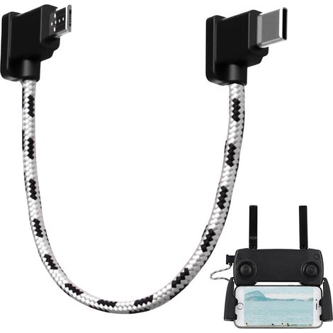 Câble de Télécommande Micro AB vers USB C pour Drones, Nylon Micro USB vers Type C Câble 14.5 CM À Angle Droit Transfert de Données Compatible Avec DJI Mavic Mini/ SE/ Air/ Pro/ Spark Télécommande (1/5)