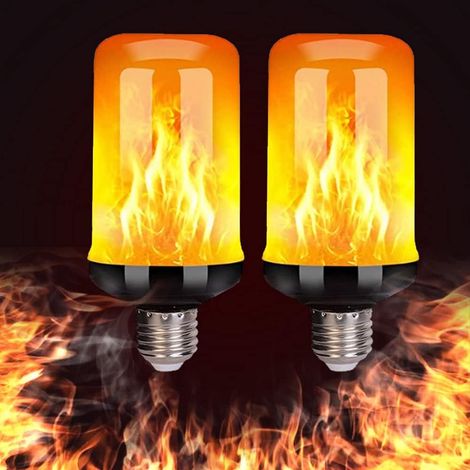 Lampe Flamme  Ampoule à effet de flamme  Ampoule LED Scintillante, 4 Modes d'éclairage Ambiance Décorative Intérieur/Extérieur Lampes LED pour Maison/Jardin/Halloween/Noël, Ampoule Flamme E27 5W (Lot 