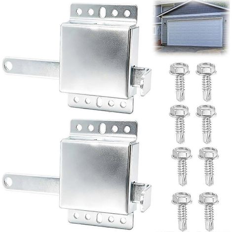 Lot de 2 verrous robustes pour porte de garage, en acier galvanisé, à pêne coulissant avec loquet interne, compatibles avec la plupart des portes de garage - JBMEDIA (1/4)
