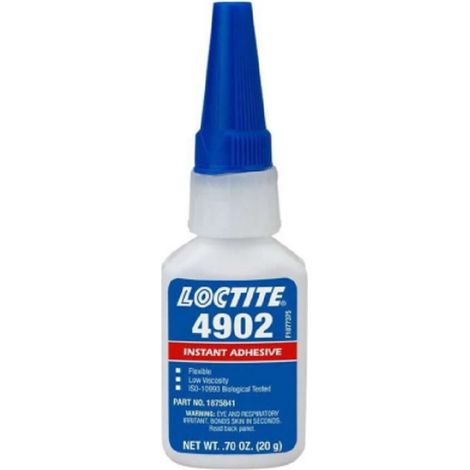Adhesivo instantáneo Loctite 4902 de 20 g, altamente flexible, para el ensamblaje de dispositivos médicos flexibles, ISO 10993.