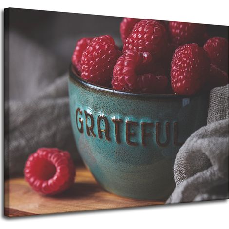 Leinwanddruck „Küchenschüssel mit Himbeeren“, 100 x 80 cm