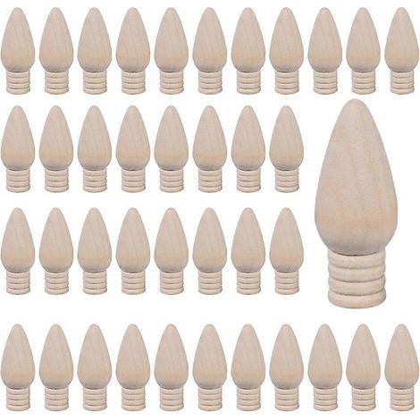 50 unbehandelte Holzglühbirnen, Weihnachtsdekorationen (5 cm hoch) für Bastelarbeiten und Weihnachtsbäume (1/5)