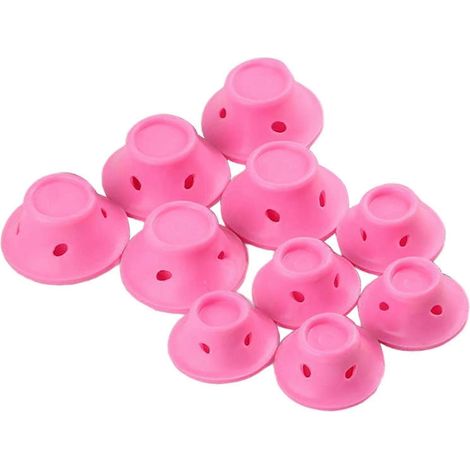 Lot de 10 bigoudis à bander pour soins capillaires, boucles sans chaleur pour femmes en salon-Pink (1/5)