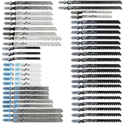 48pcs Lames de Scie Sauteuse à Tige en T, Fabriquées en HCS/HSS, avec étui de rangement pour la coupe du bois, du plastique et du métaldengyank (1/4)